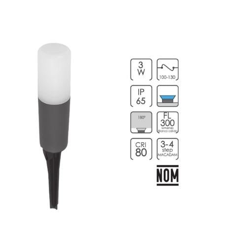 Estaca Faro 16 cm Para Jardín Exterior 3W, 3K Blanco Cálido - Wattko